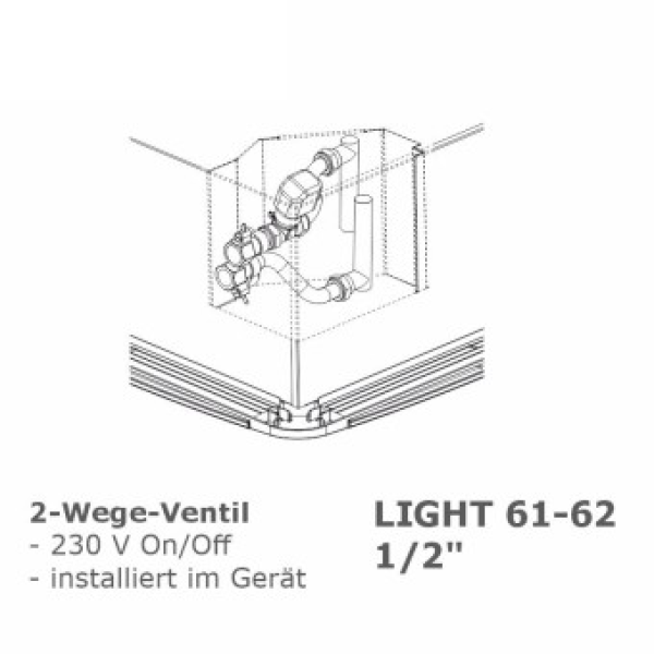 2 Wege Ventilbaugruppe 1/2", LIGHT 61-62, intern, installiert